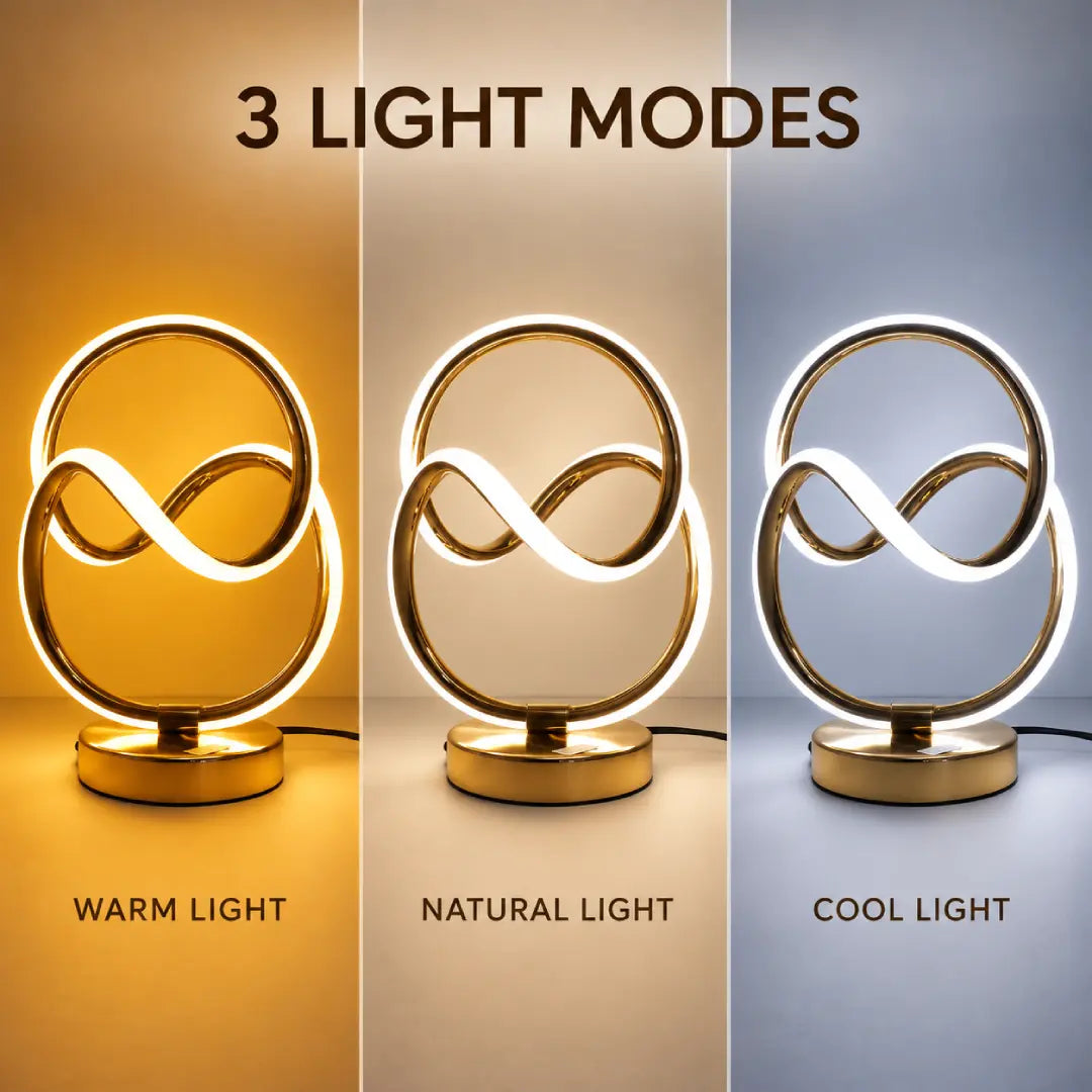 Sculptural Infinity Loop LED Table Lamp