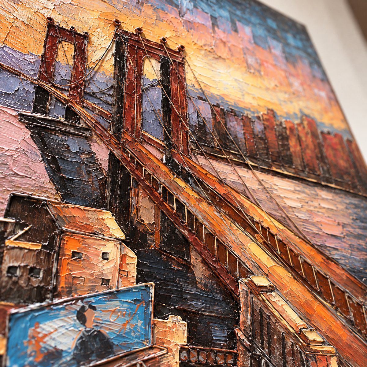 Sunset Suspension Bridge Large 3D Metal Wall Art – 120 × 80 cm