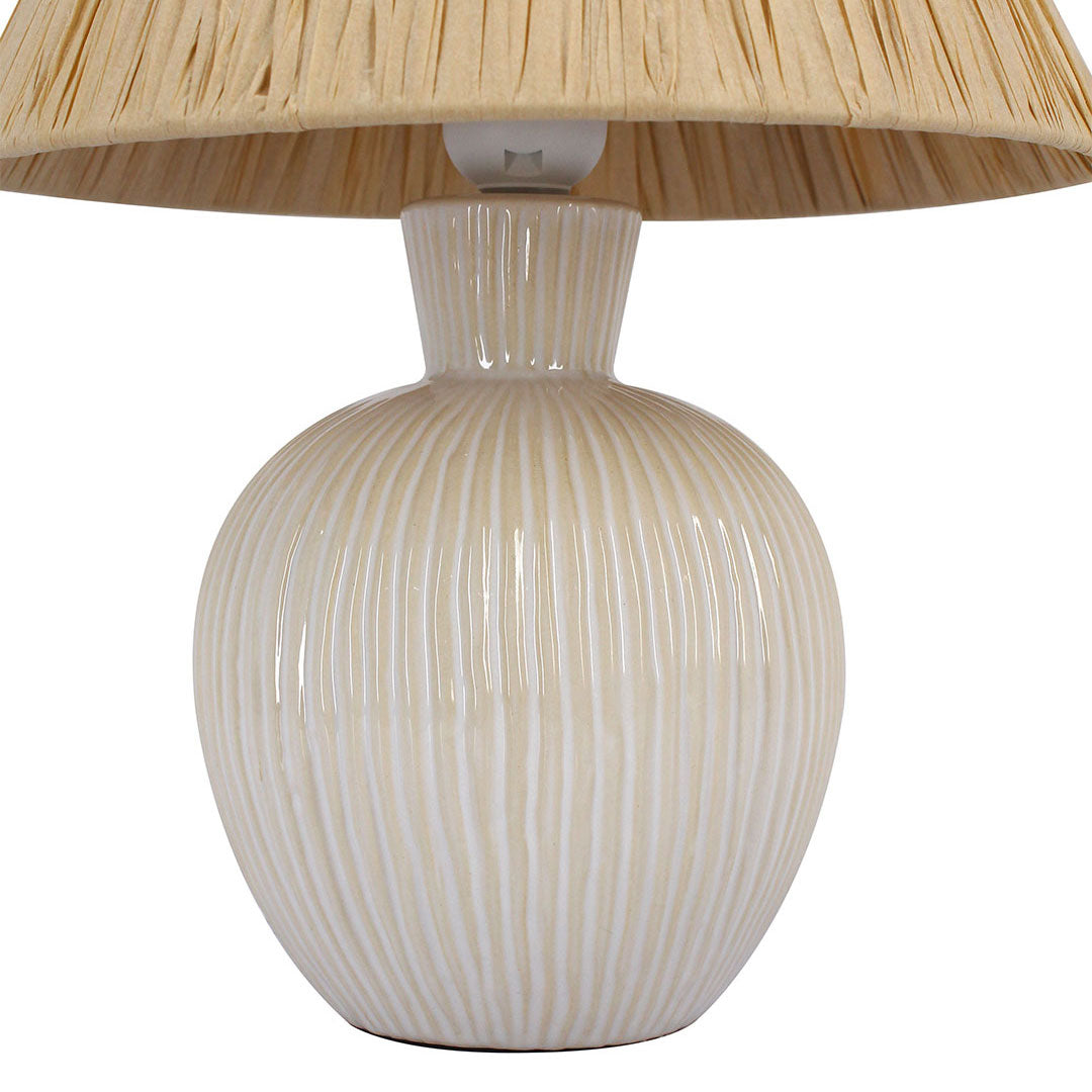 Ivory Cream & Beige Ceramic Table Lamp with Beige Paper Shade