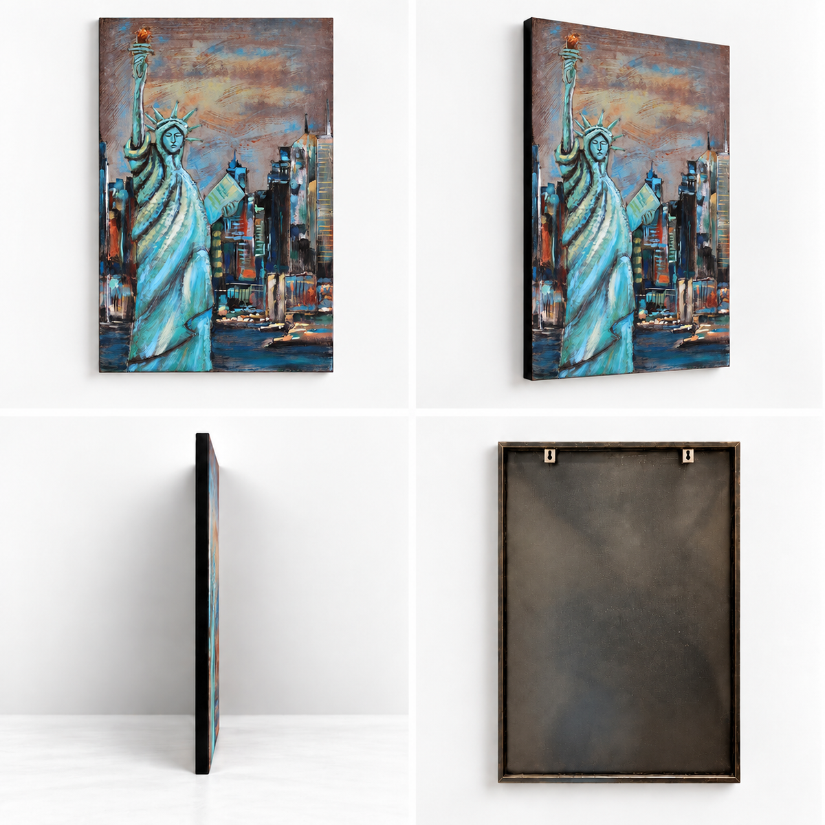 Statue of Liberty with Skyline Metal Wall Art