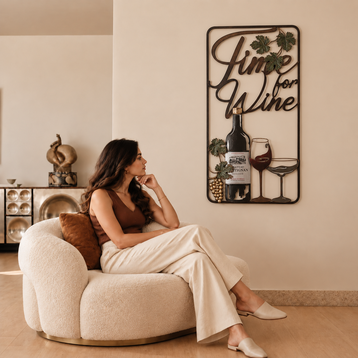 "Time for Wine" Metal Wall Art Décor