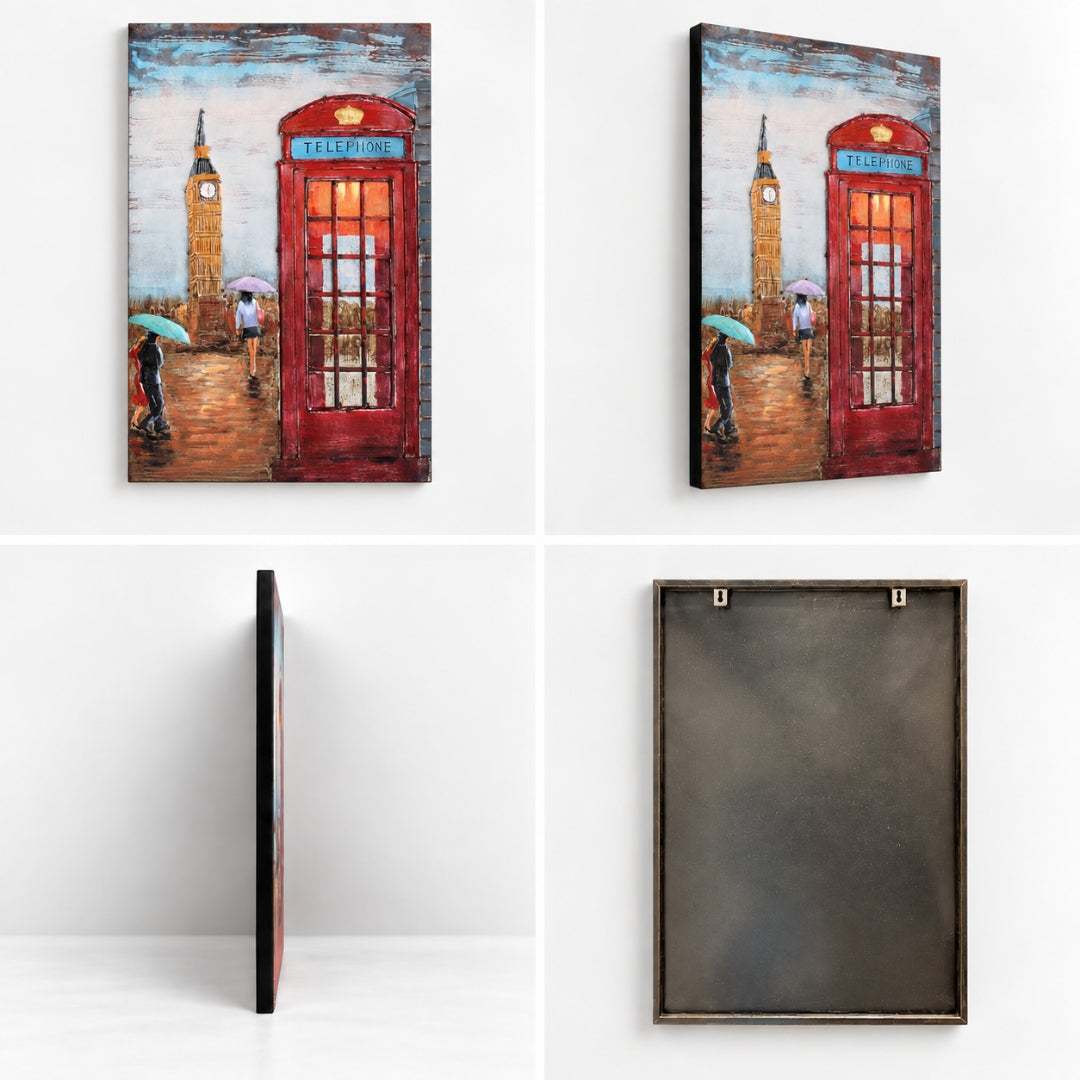 London Rainy Street Metal Wall Art