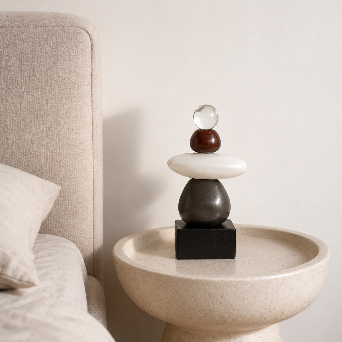 Modern Zen Stacked Stone Decor Sculpture Tabletop Organizer