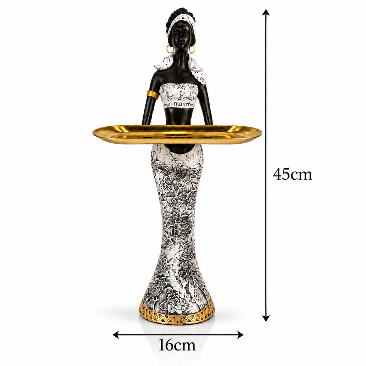 African Lady Showpiece with Golden Tray