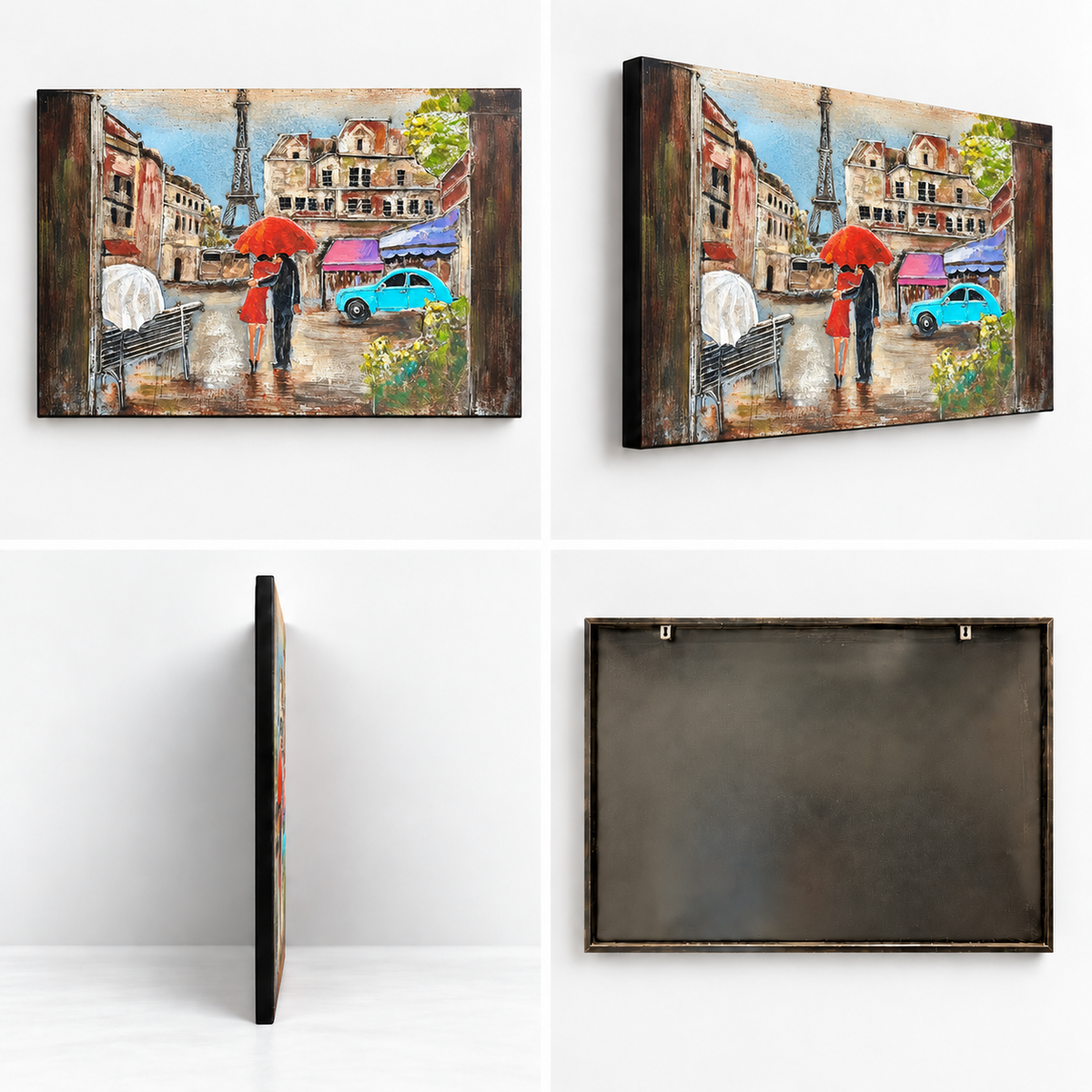 Rainy Romance in Paris Metal Wall Art