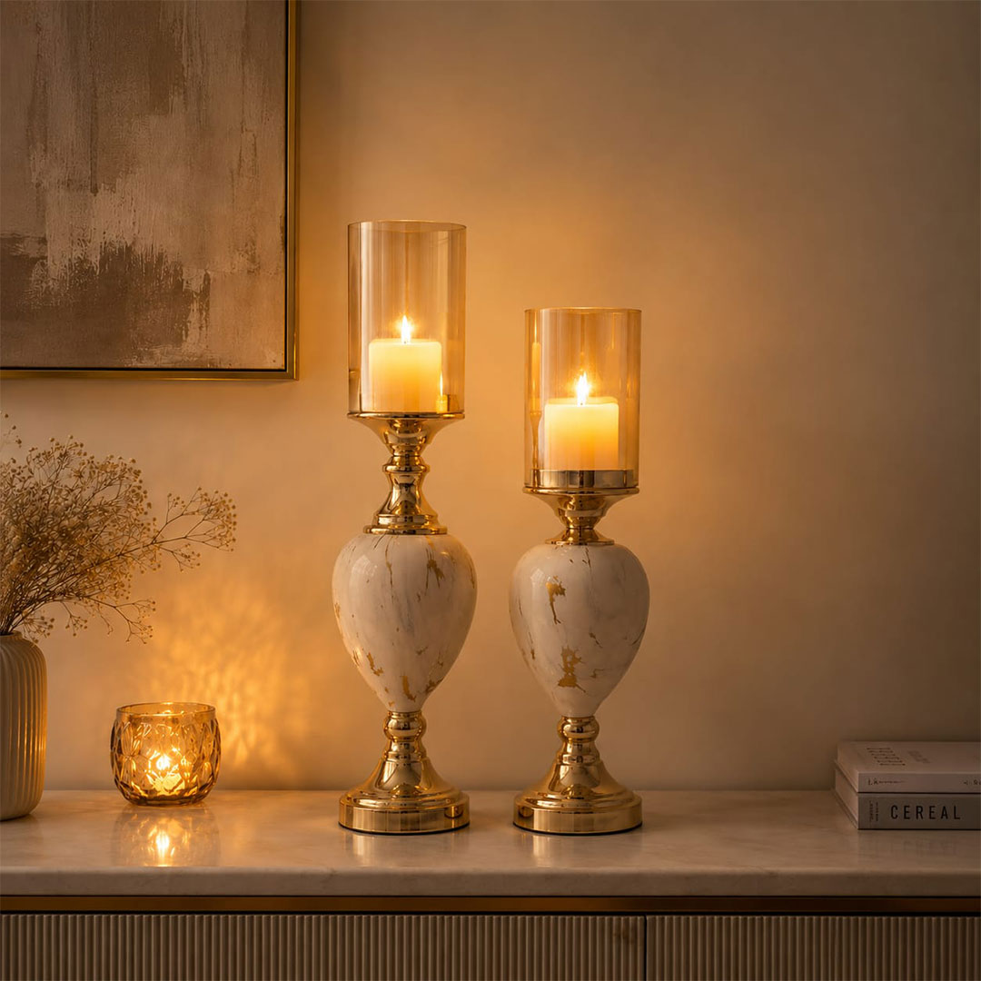 Marble Luxe Candle Holder Set