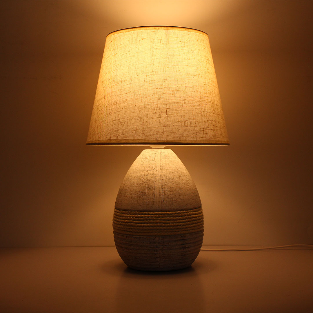 Elare Lvory Rope Accent Ceramic Table Lamp