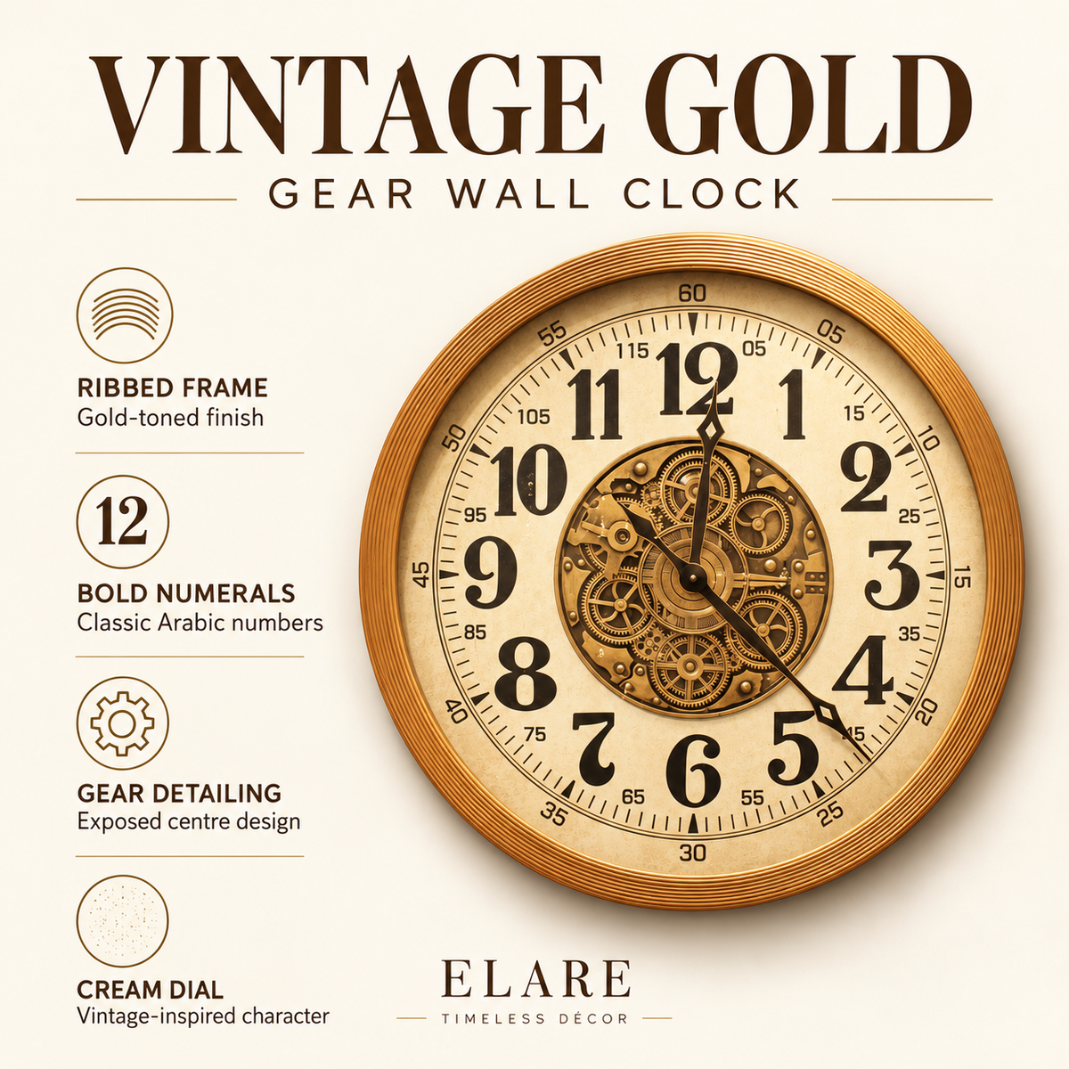 Vintage Gear Wall Clock