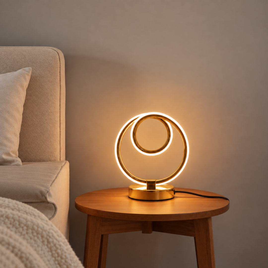 Sculptural Double Ring LED Table Lamp