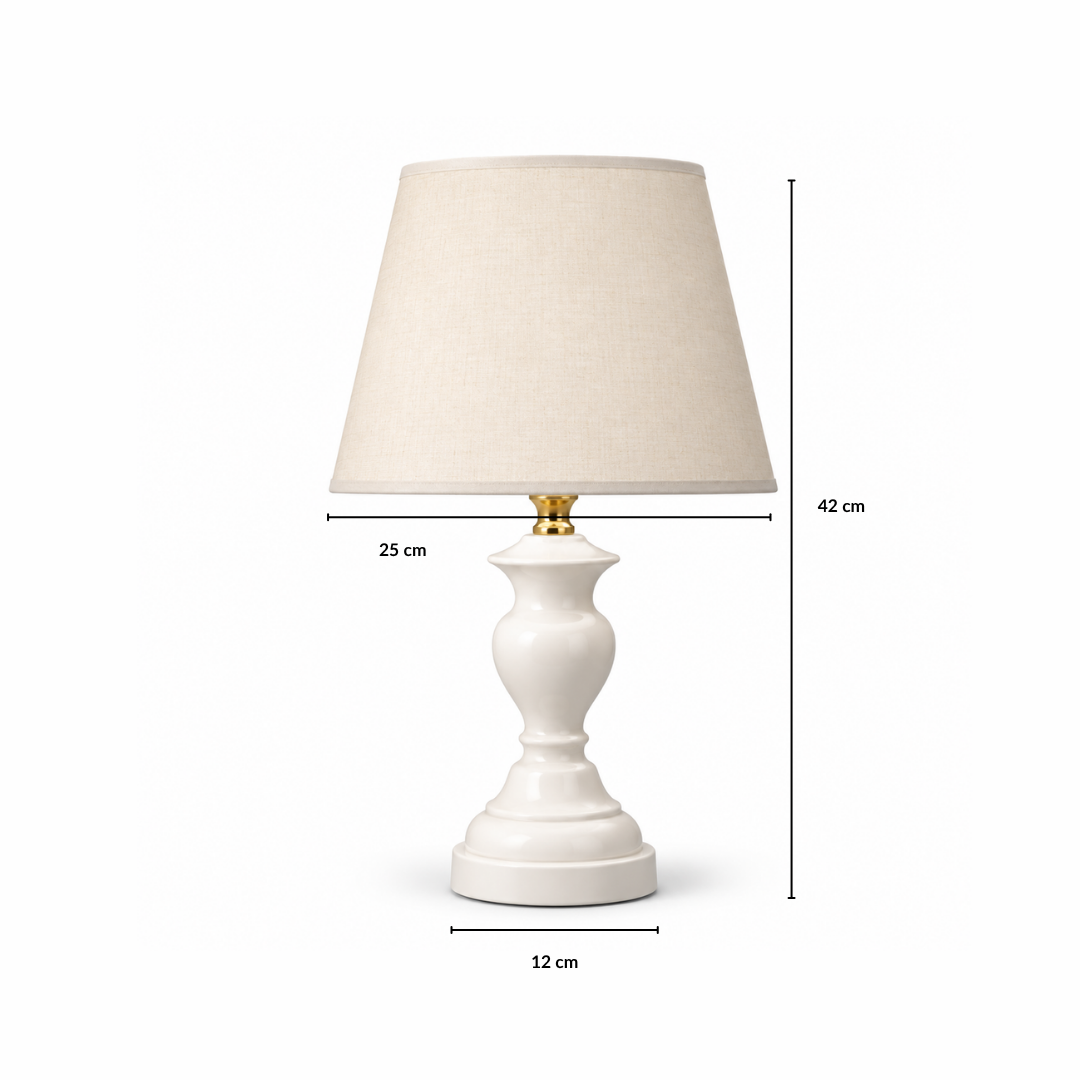 Elare Classic White Decorative Table Lamp with Fabric Shade