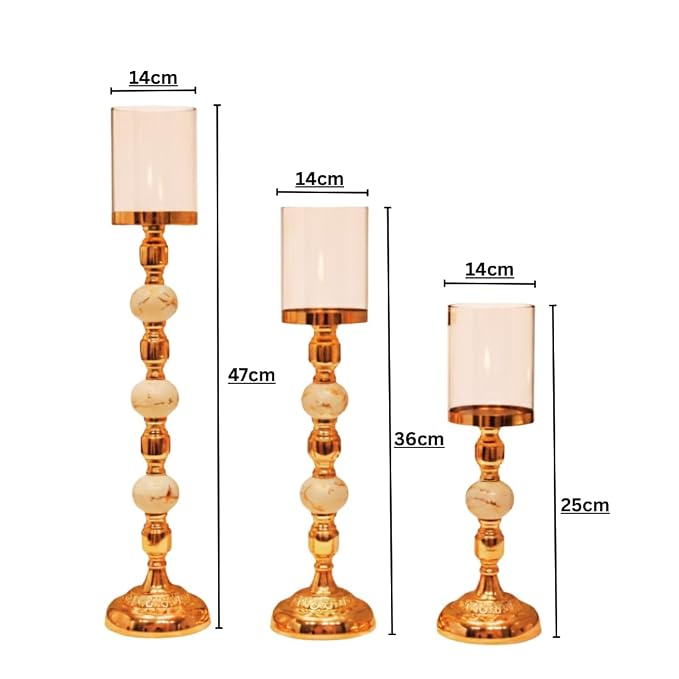 Gold Plated Hurricane Candle Holders
