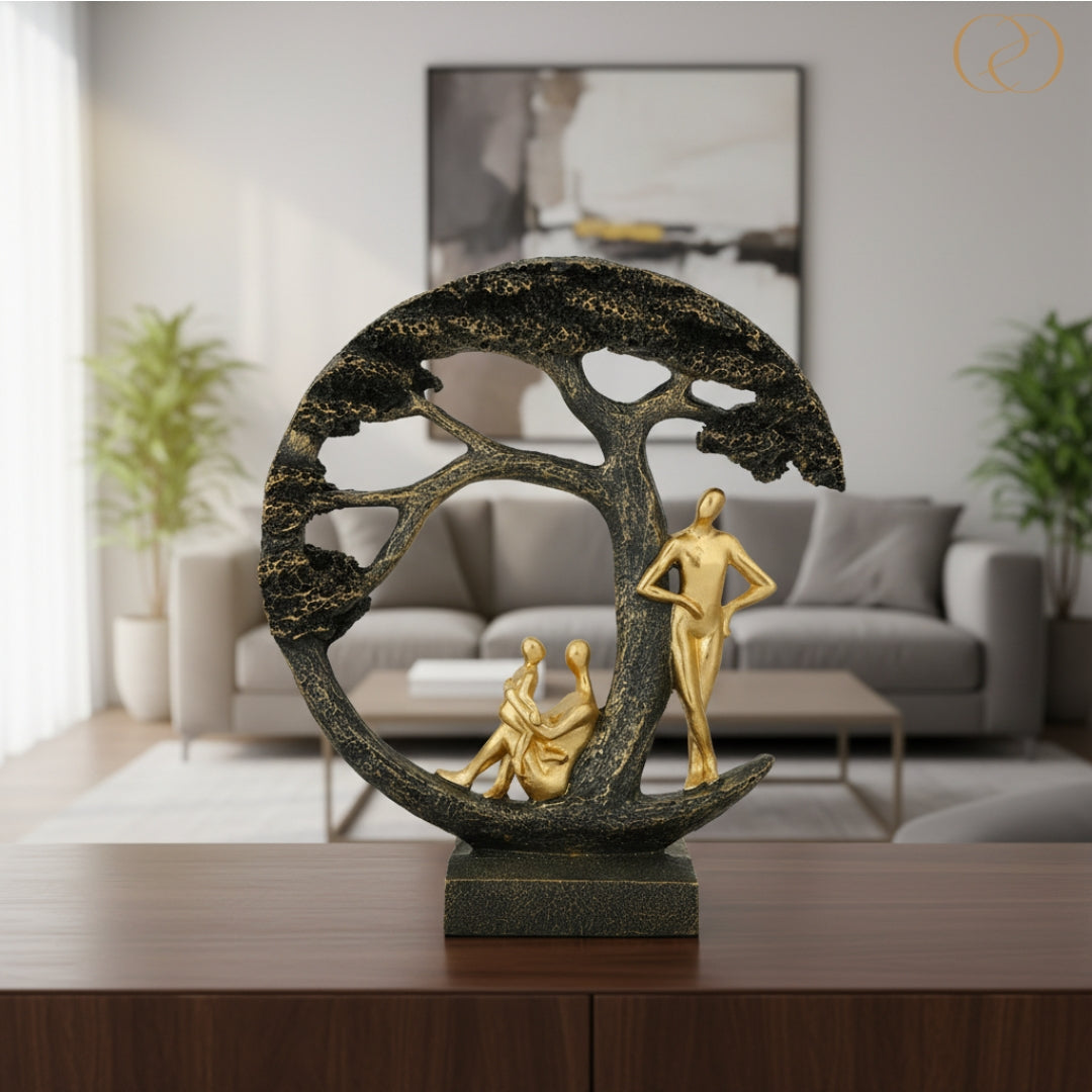 Modern Family Tree Sculpture Showpiece in Black Color