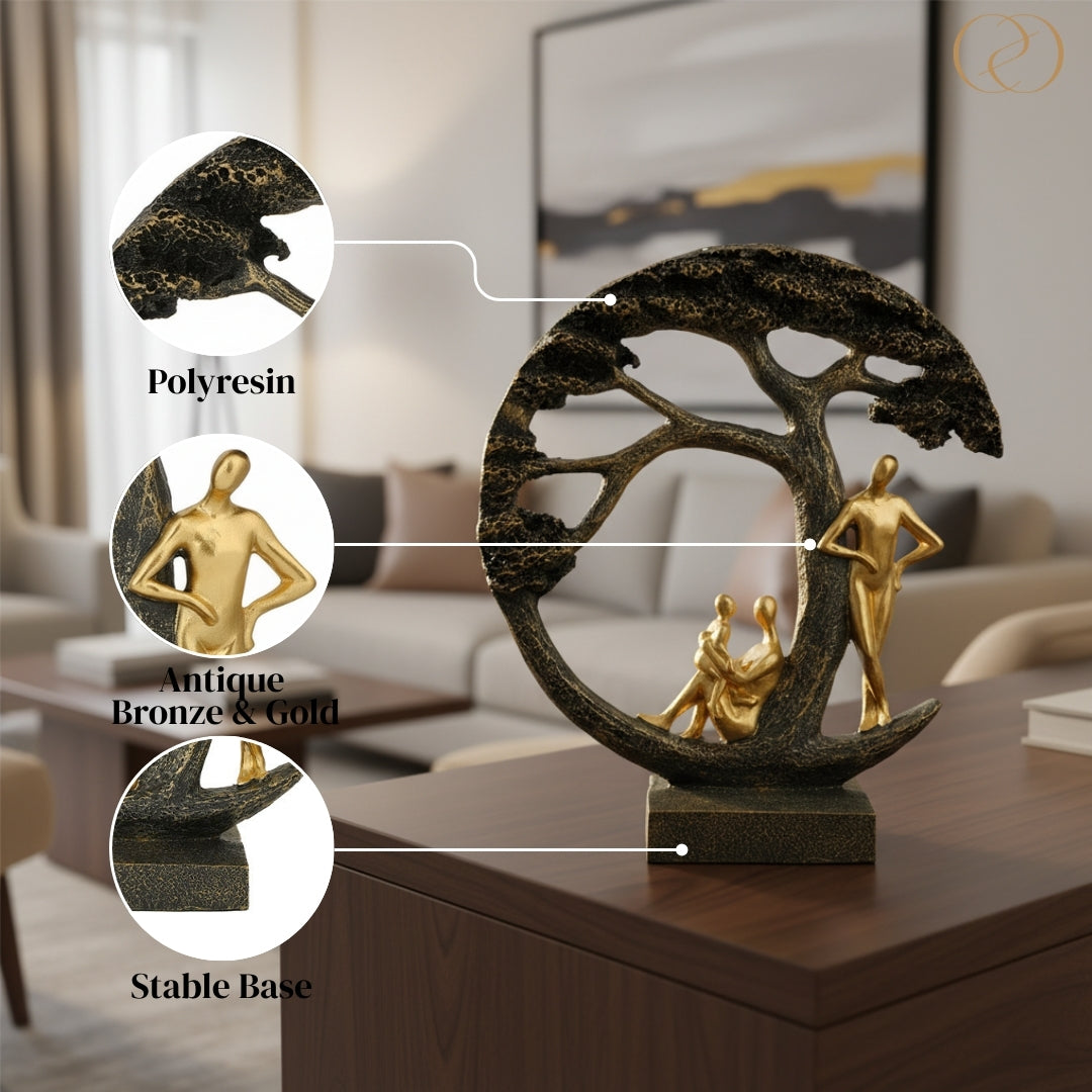 Modern Family Tree Sculpture Showpiece in Black Color