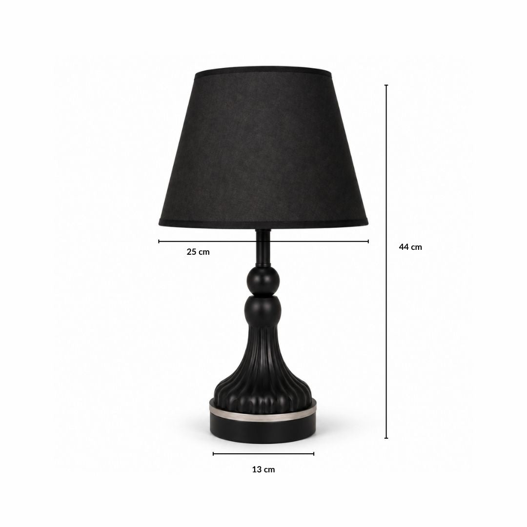 Elare Modern Black Decorative Table Lamp with Black Fabric Shade
