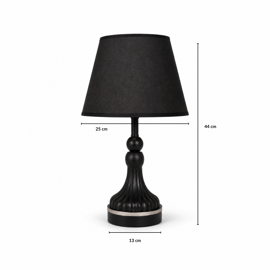 Elare Modern Black Decorative Table Lamp with Black Fabric Shade
