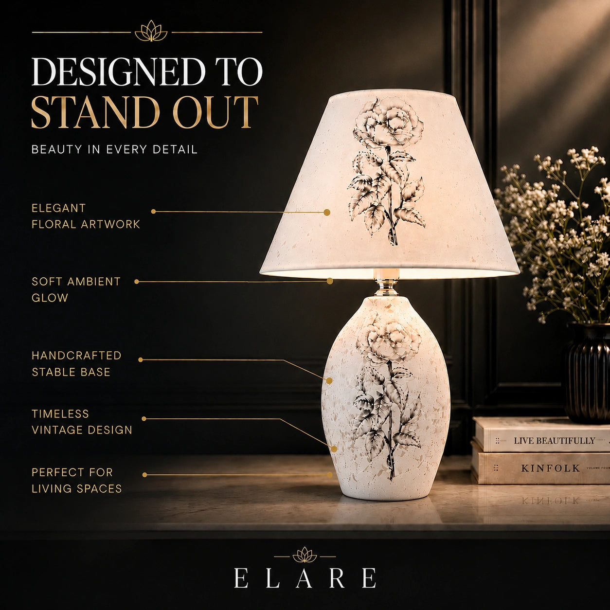Elare Vintage Bloom Table Lamp