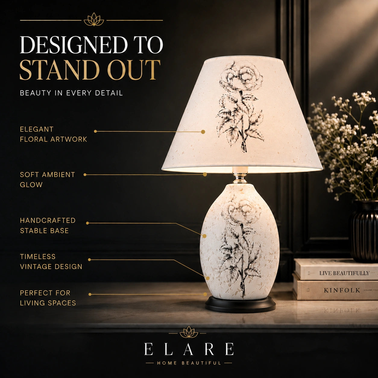 Elare Vintage Bloom Table Lamp