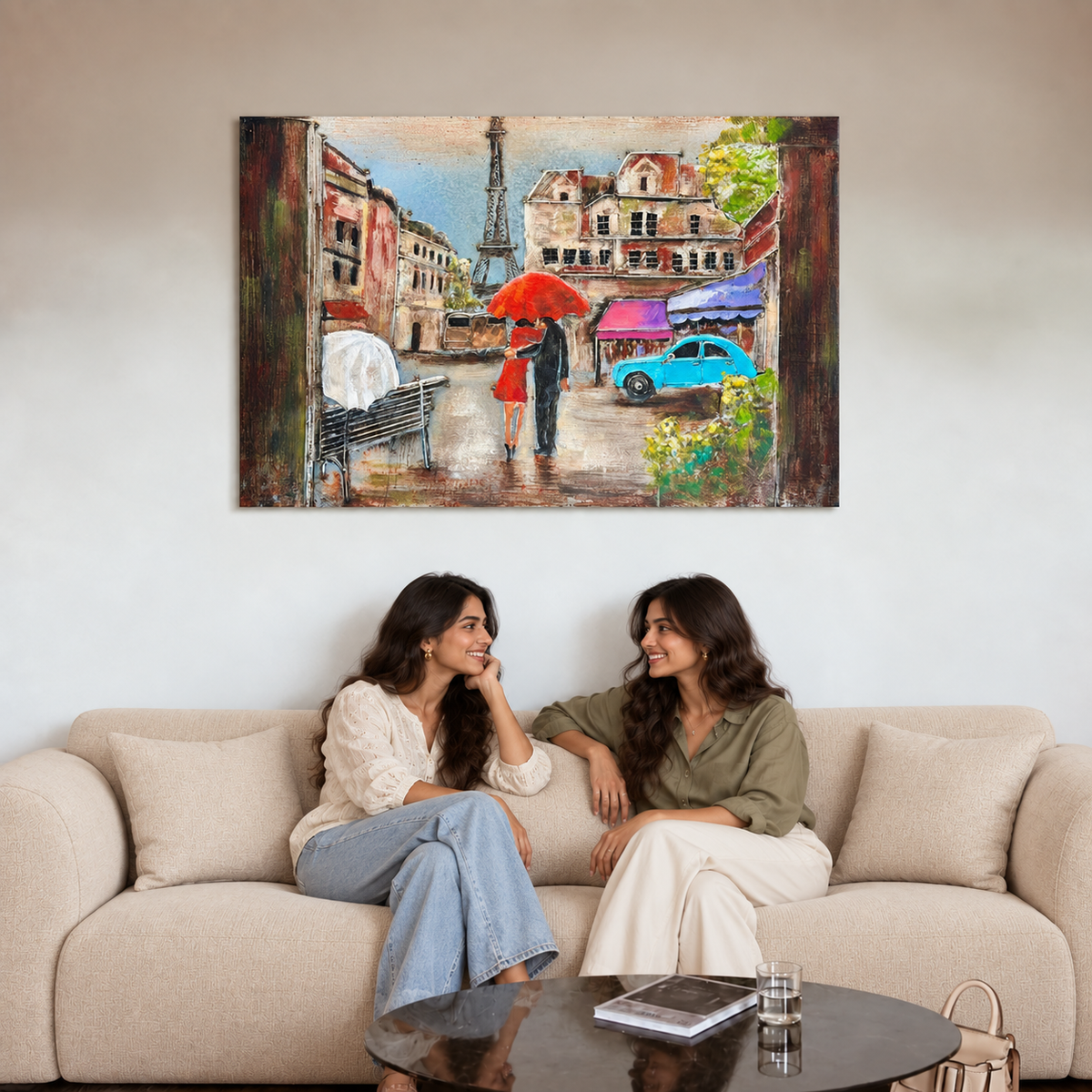 Rainy Romance in Paris Metal Wall Art