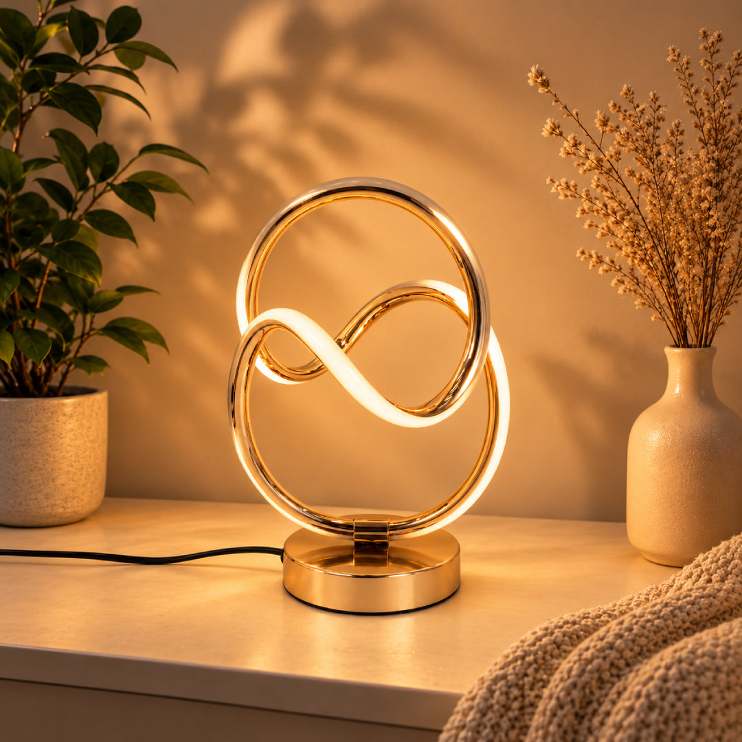 Sculptural Infinity Loop LED Table Lamp