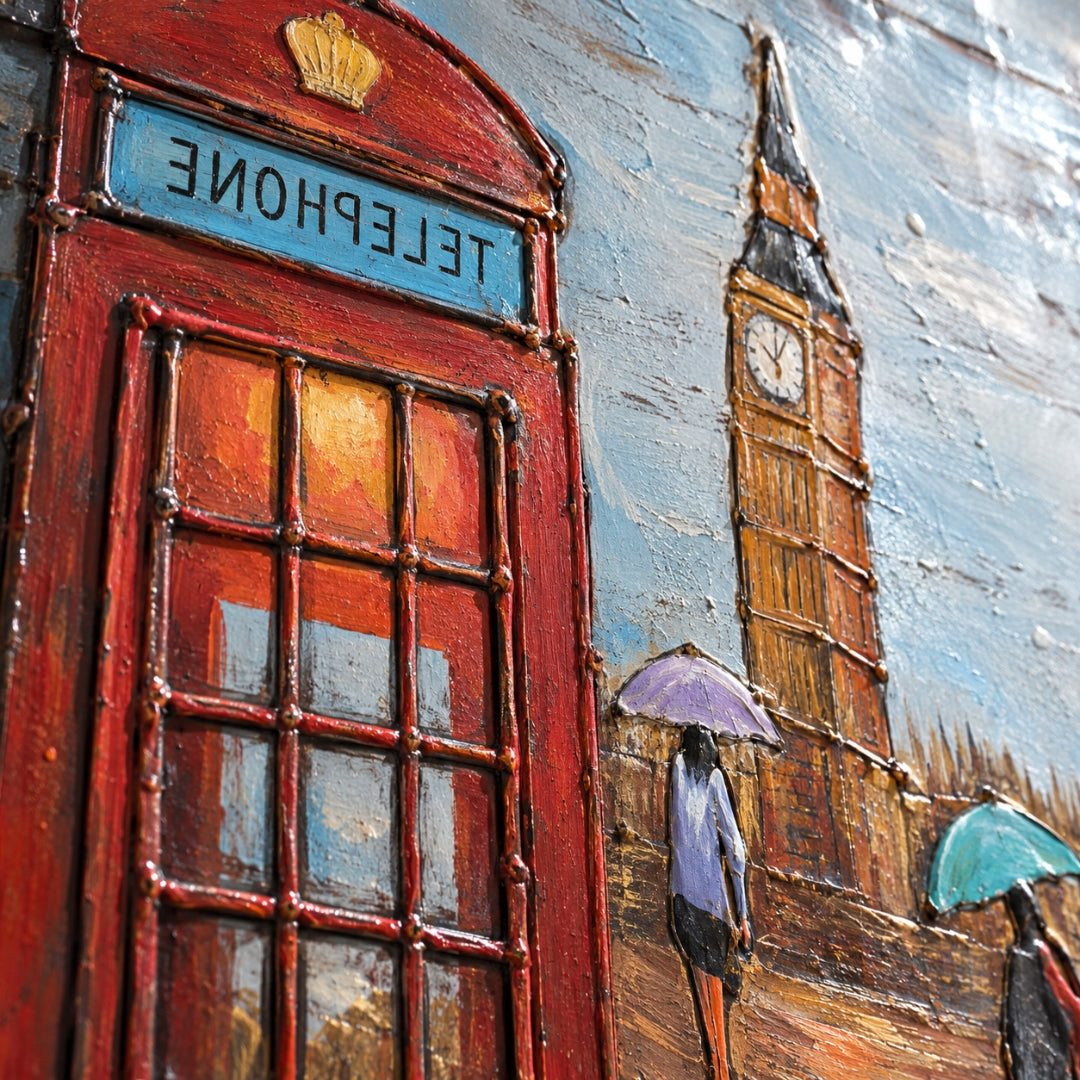 London Rainy Street Metal Wall Art