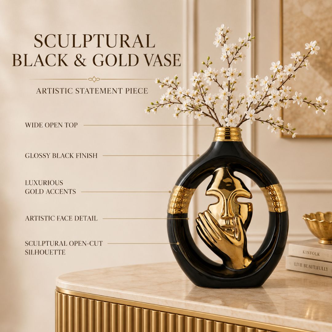Sculptural Ceramic Face Vase – Centerpiece Decor