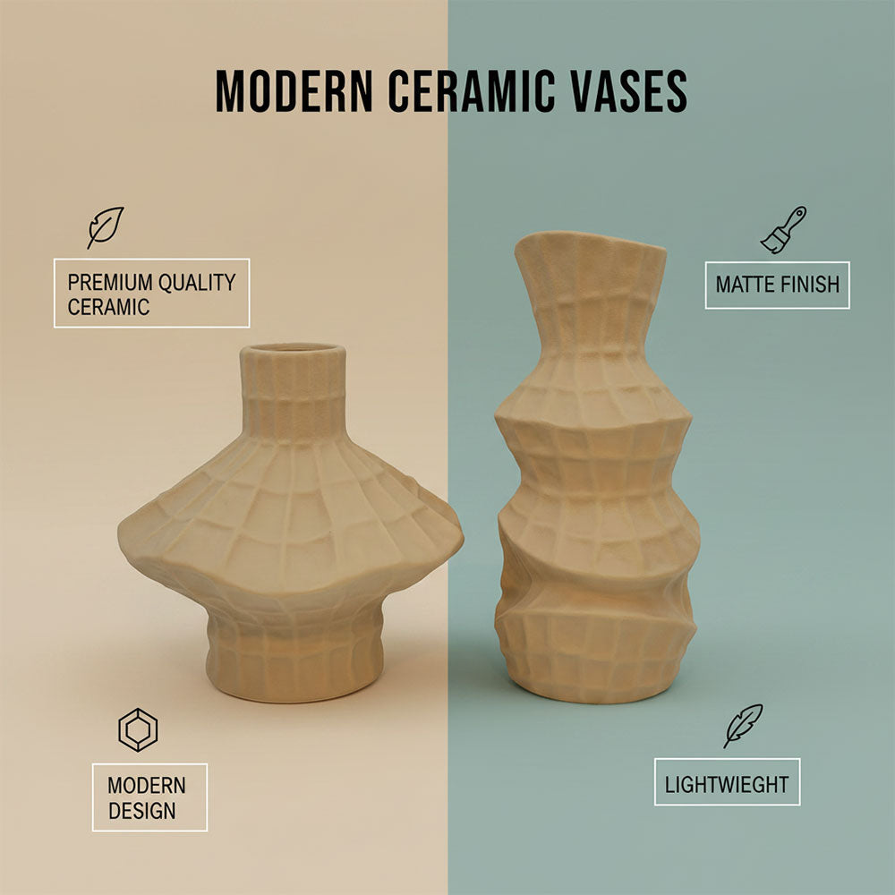 Geometric Faceted Vase Set