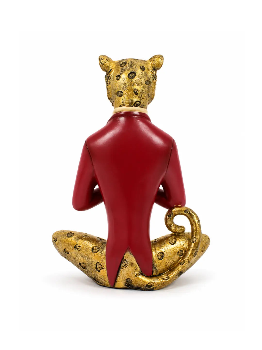 Luxury Golden Leopard Meditation Showpiece with Red Coat