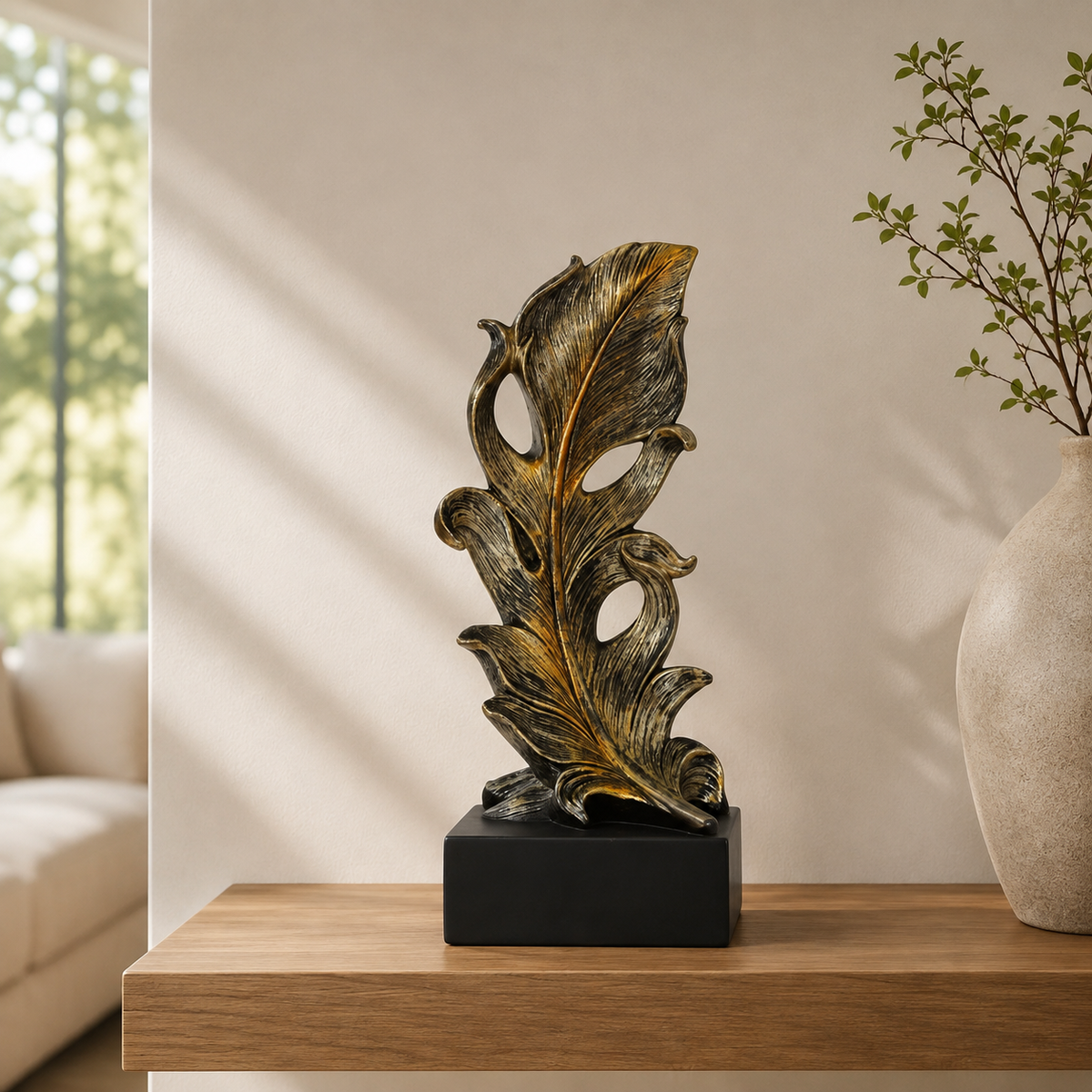 Feather Statue - Abstract Plume Tabletop Organizer