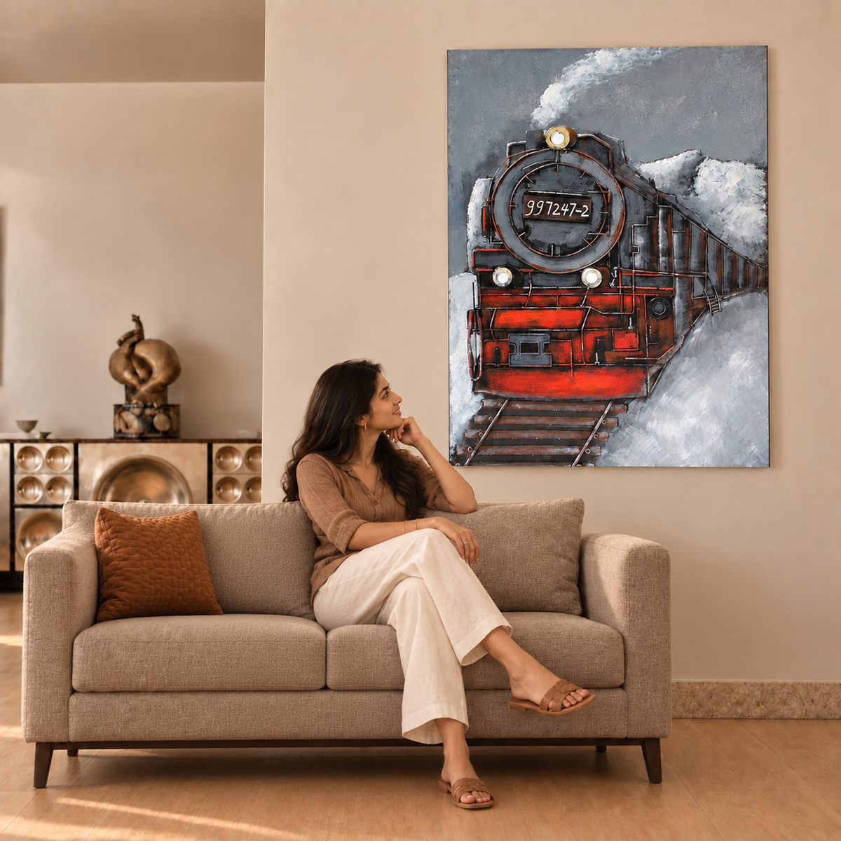 Elare Vintage Steam Locomotive 3D Metal Wall Art