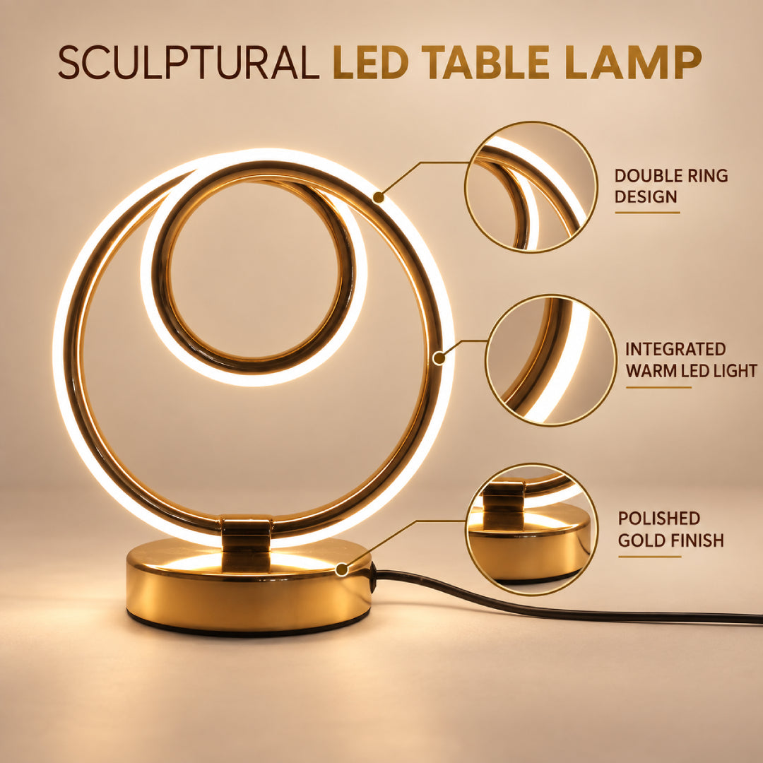Sculptural Double Ring LED Table Lamp