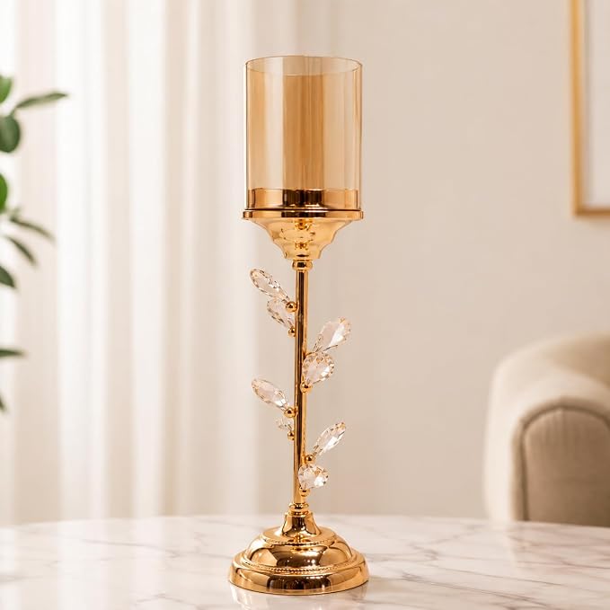 Golden Leaf Bloom Candle Stand