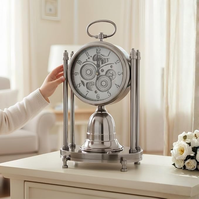Vintage Gear Metal Table Clock