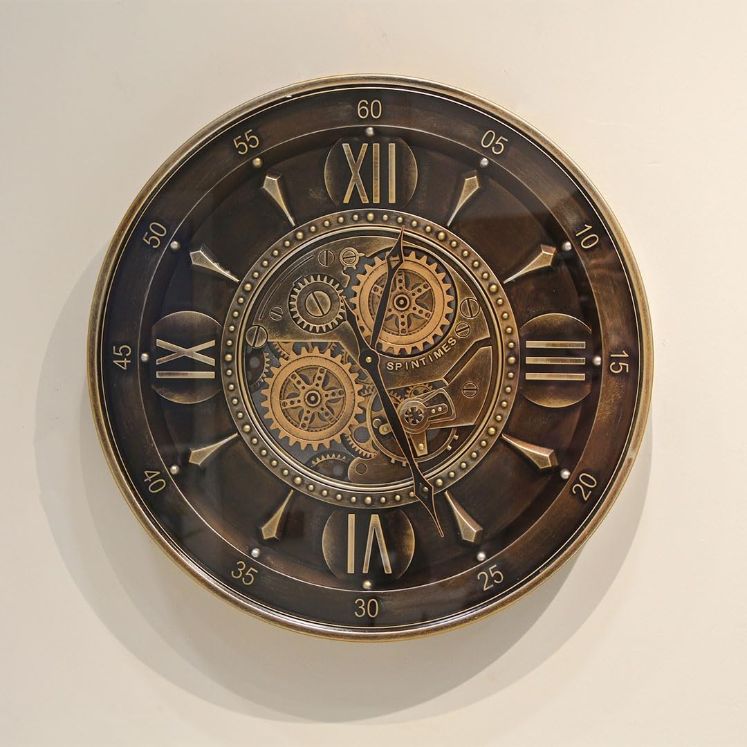Moving Gear Metal Wall Clock
