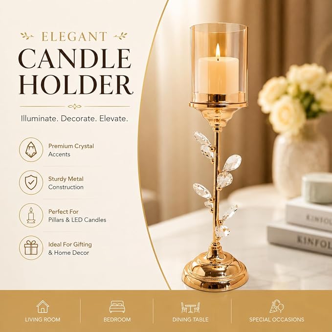 Golden Leaf Bloom Candle Stand