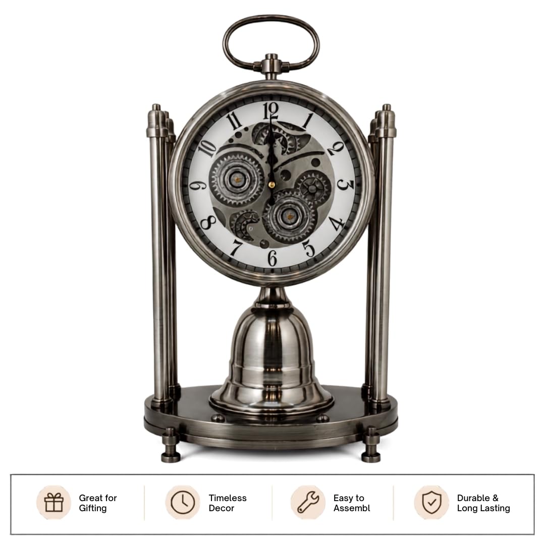 Vintage Gear Metal Table Clock