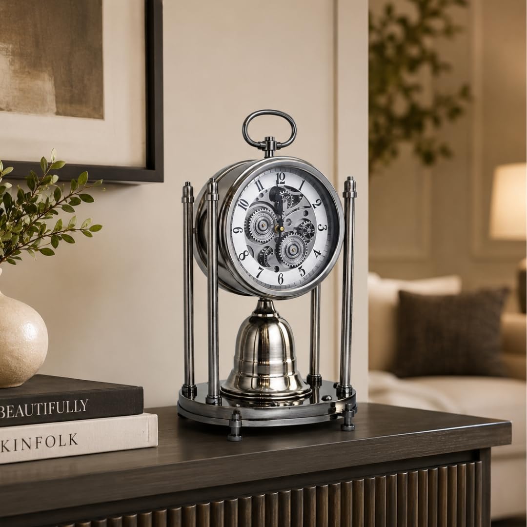Vintage Gear Metal Table Clock