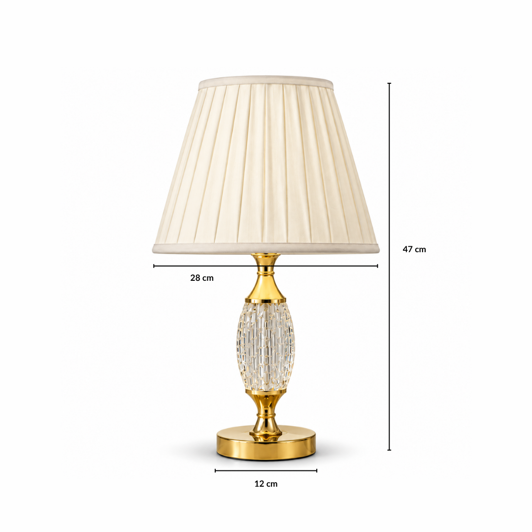 Elare Luxury Crystal Table Lamp with Pleated Fabric Shade