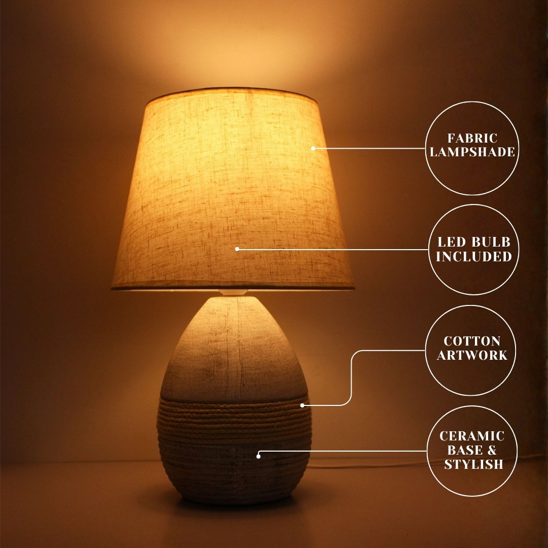 Elare Lvory Rope Accent Ceramic Table Lamp