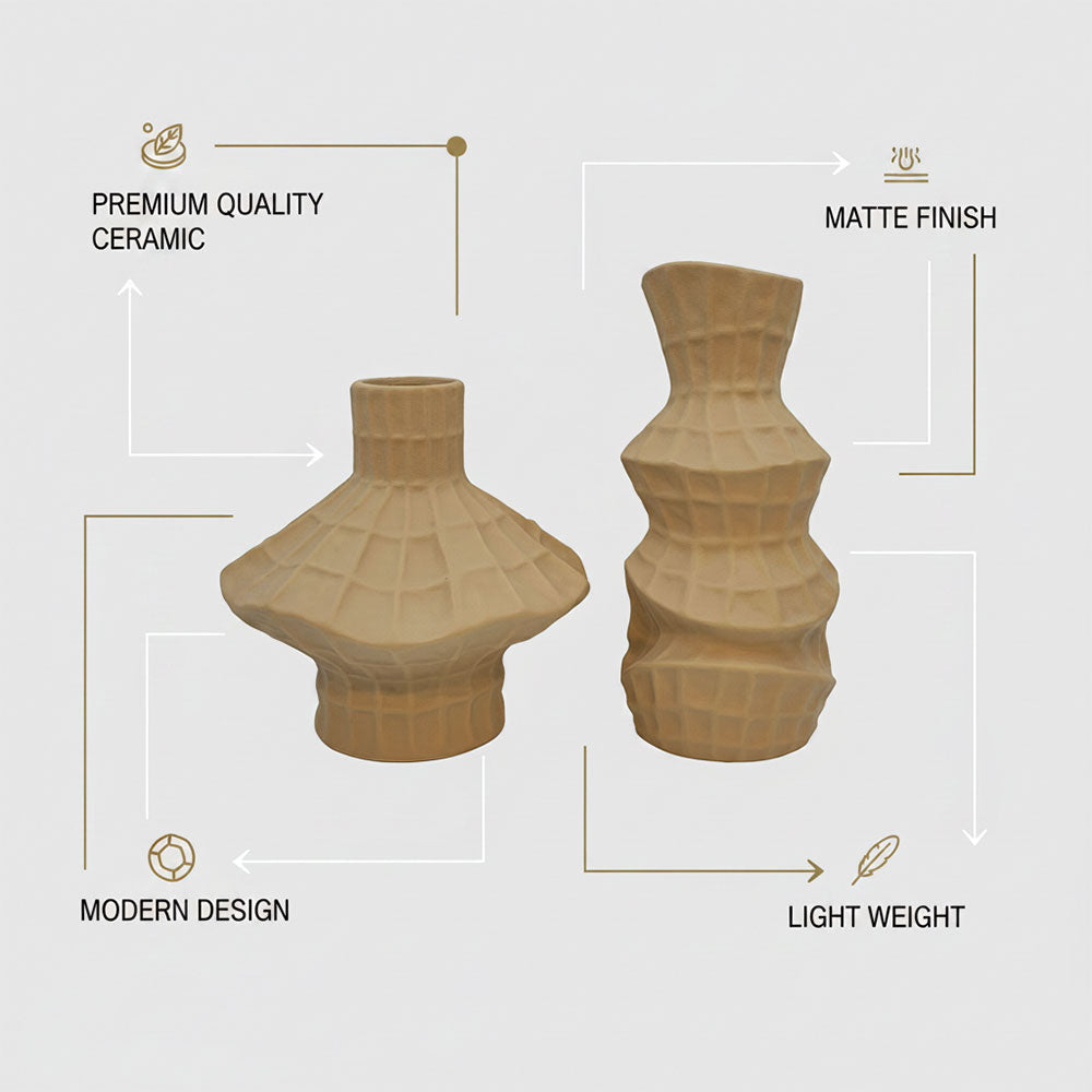 Geometric Faceted Vase Set