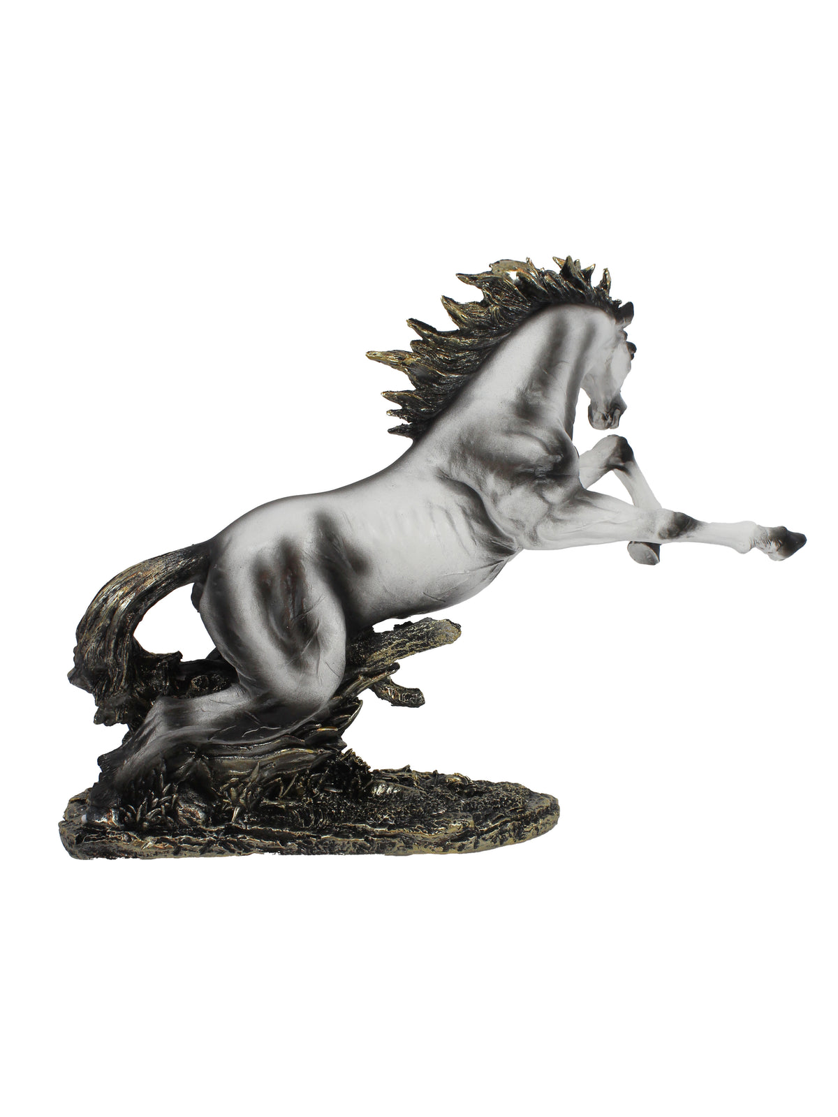 Majestic Leaping Horse Sculpture with Flowing Mane
