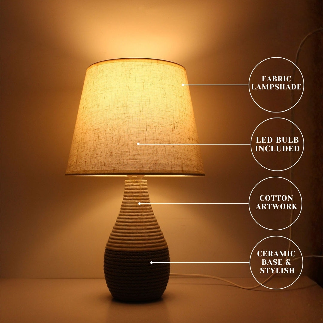 Textured Dual-Tone Table Lamp for Bedroom & Living Room