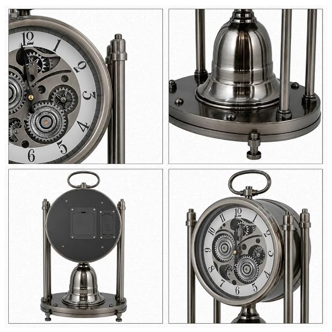 Vintage Gear Metal Table Clock