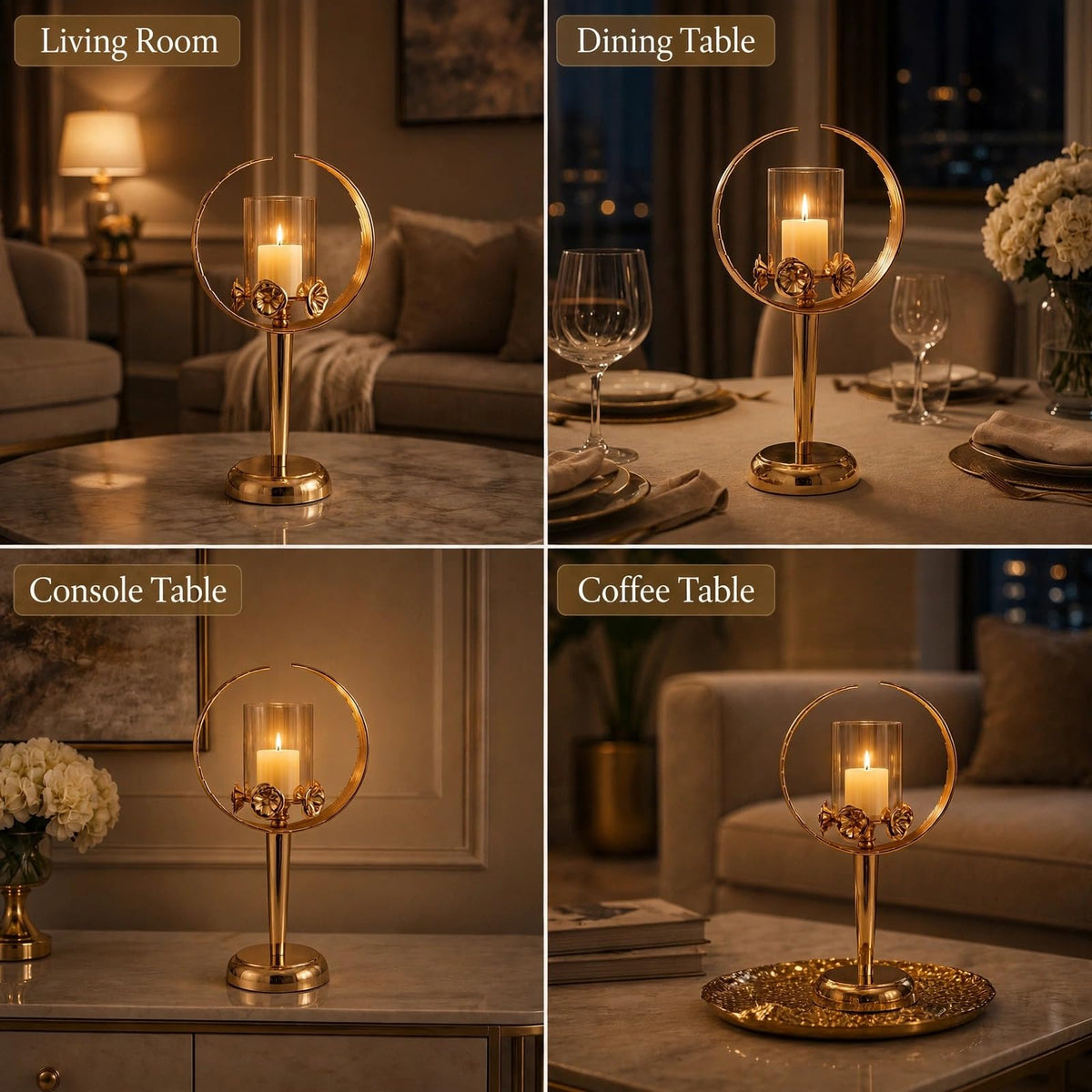 Hurricane Candle Holder with Glass for Diwali, Christmas & Birthday Occasion