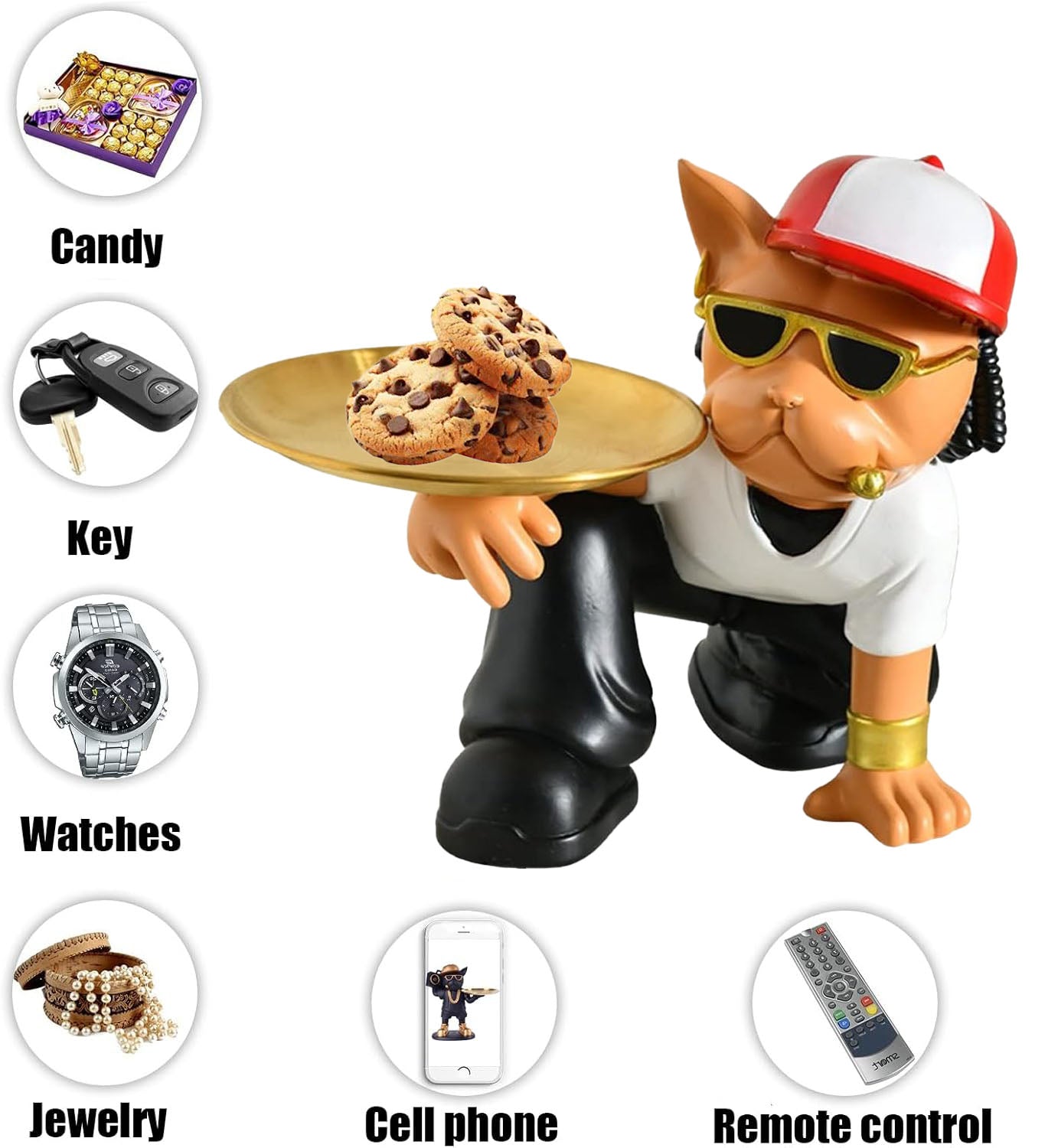 Modern French Bulldog Key and Jewelry Tray Tabletop Organizer