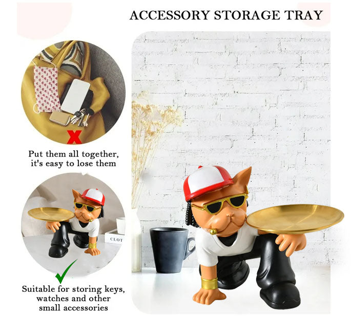 Modern French Bulldog Key and Jewelry Tray Tabletop Organizer