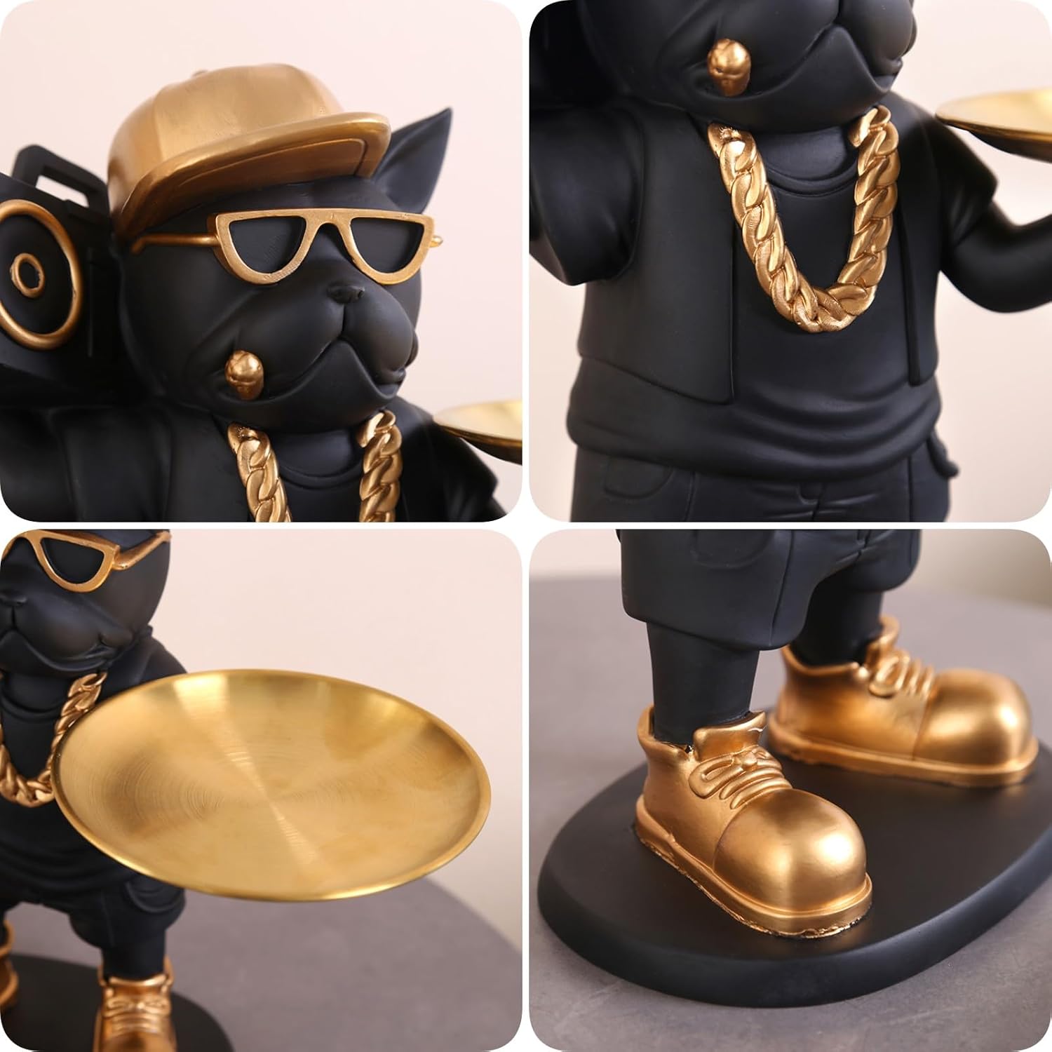 Street Style Frenchie Butler Statue Tabletop Organizer