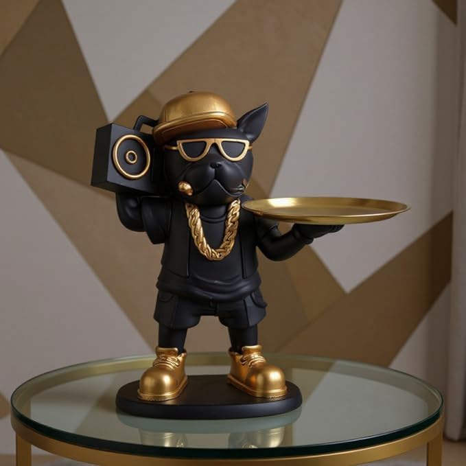 Street Style Frenchie Butler Statue Tabletop Organizer