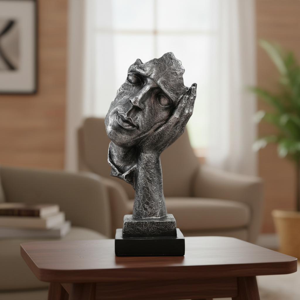 Modern Surrealist Face Sculpture Tabletop Organizer