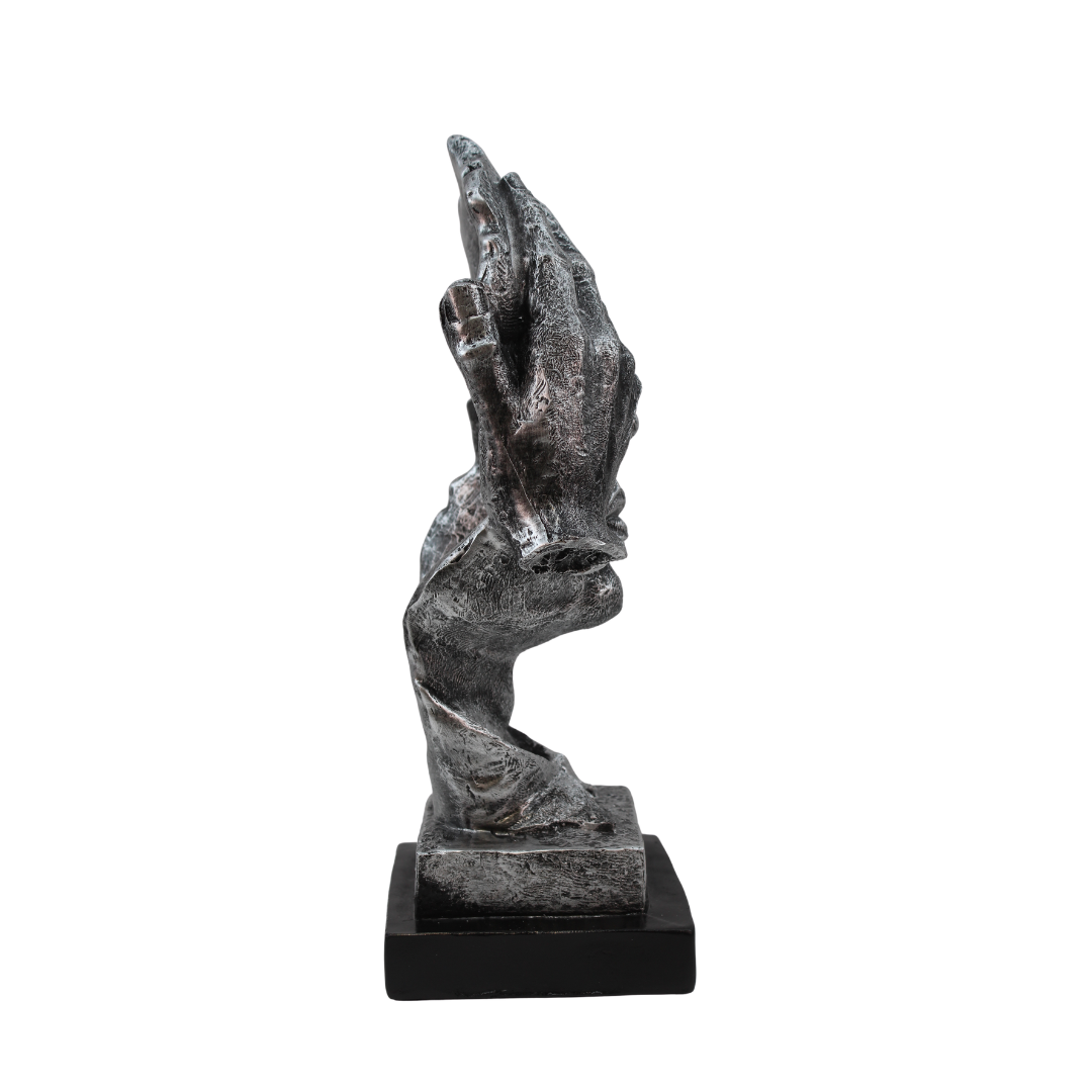 Modern Silver Polyresin Human Face Statue Tabletop Organizer