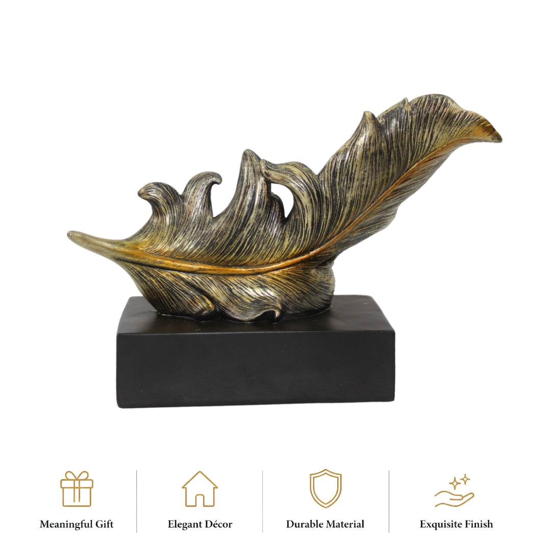 Golden Feather Statue - Abstract Tabletop Organizer
